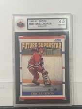 1990-91 Score NHL Hockey American #440 Eric Lindros Rookie Card KSA 8.5. rookie card picture