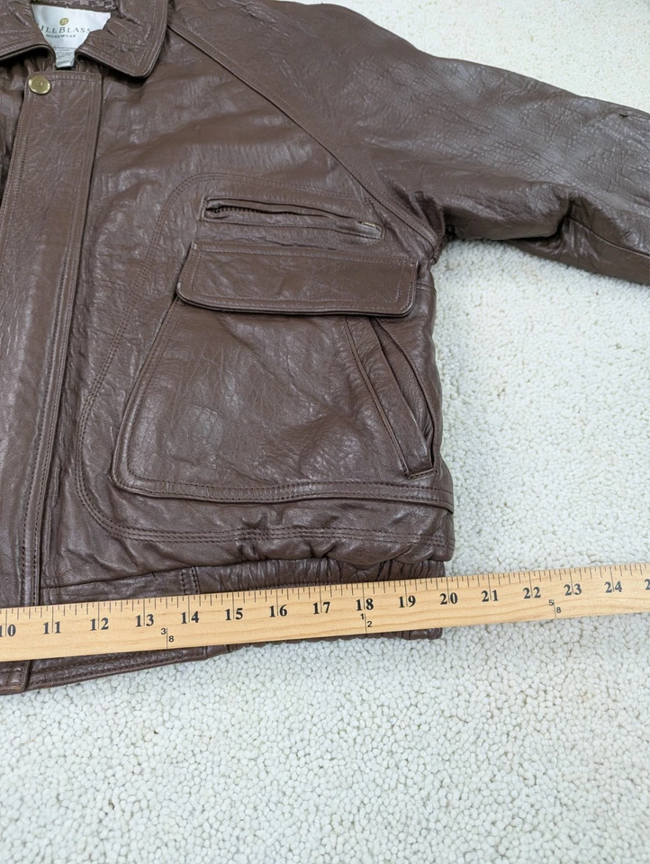 Chaqueta Bill Blass Para Hombre Mediana Cuero Marrón Bombardero Abrigo de Vuelo Acolchado Forrado De Colección Foto 4 de 4