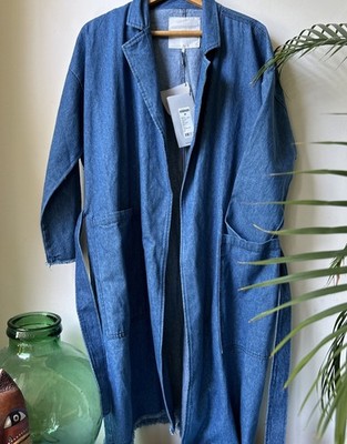 Jeans Trenchcoat Gr UK 8 36 Oversized Neu Hellblau LAGENLOOK