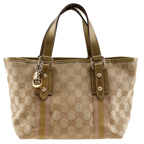 GUCCI 139261 GG Canvas Leather Brown Ladies Handbag