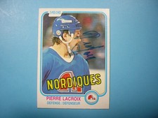 1981/82 O-PEE-CHEE NHL HOCKEY CARD #278 PIERRE LACROIX EX/NM AUTO AUTOGRAPH OPC