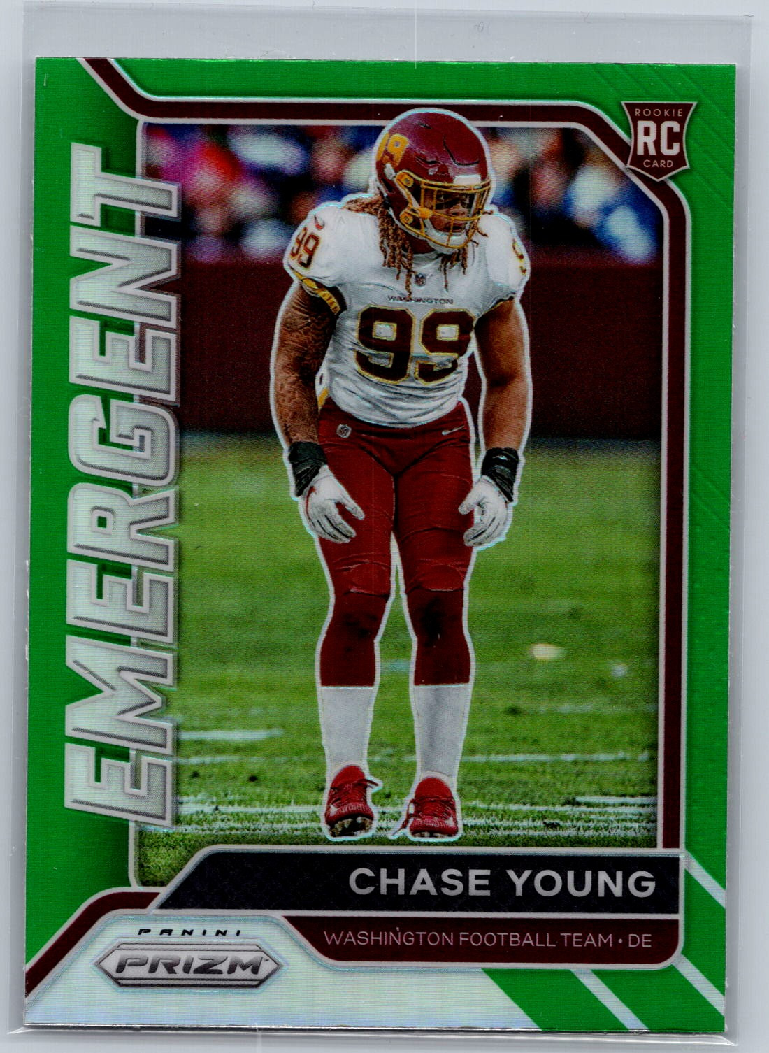2020 Panini Prizm Green Emergent #15 Chase Young Washington Redskins