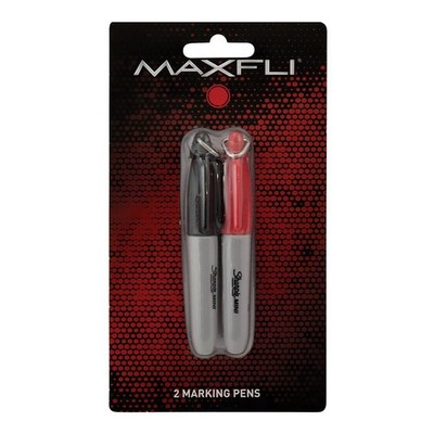 Maxfli Golf Ball Marking Pens 2 Pack Red & Black Alignment Markers with Clip