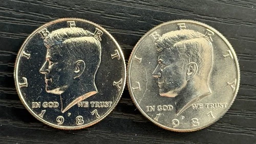 1987 P-D Kennedy Half Dollar 50c CLAD AU Coins (2) - ME5230