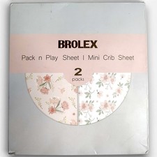 Set of 2 Brolex Pack n Play Pink Floral Blossom Mini Crib Sheets 24" x 38" x 5"