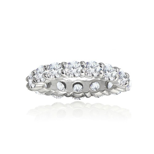 4mm Round-Cut Cubic Zirconia Stackable 925 Silver Eternity Band Ring ...