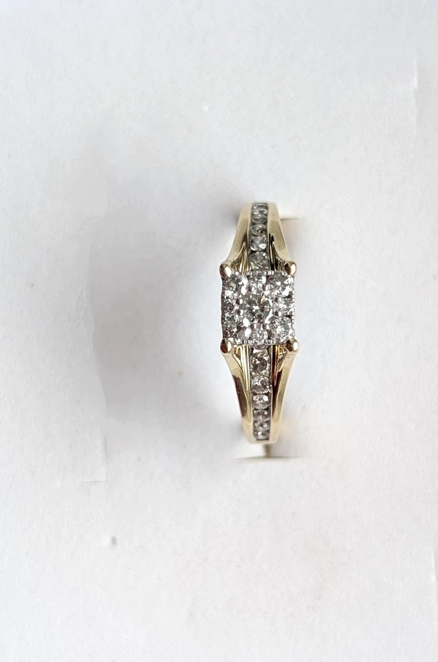 0.75 c. t.w. diamond 14k yellow gold  ring , size 7.5, 8mm princess cluster set. - Image 2 of 4