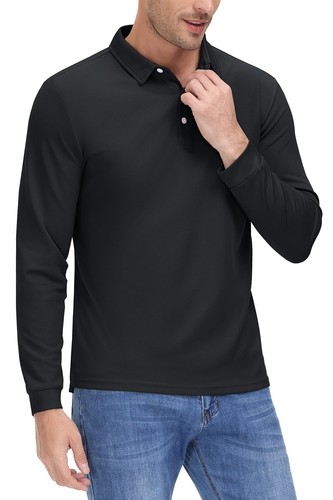 Camisas polo para hombre secado rápido al aire libre golf deportes informales en equipo trabajo manga larga T - Imagen 71 de 75