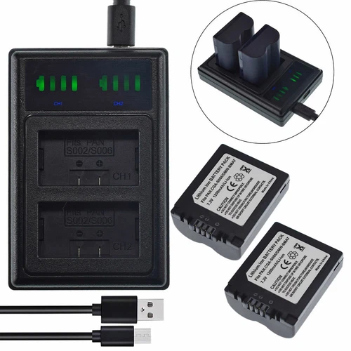 2 Battery +Charger for Panasonic Lumix CGA-S006 DMC-FZ35 FZ38 DMC-FZ50 FZ28 FZ8