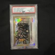 2022 Topps Chrome F1 #155 Gold Refractor #/50 Max Verstappen PSA 9 Mint Auto Aut