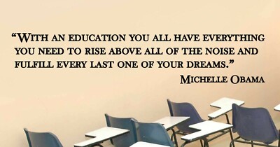 Michelle Obama Dreams Teacher Classroom Quote Vinyl Sticker Decal (b)