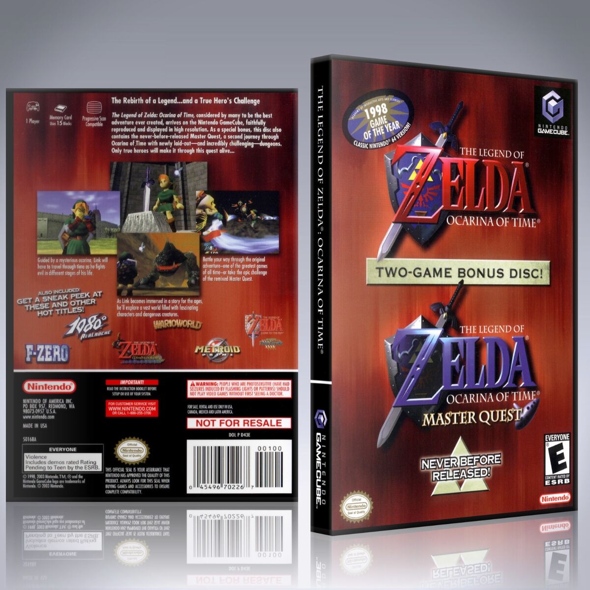 The Legend of Zelda Ocarina Of Time Master Quest Single Disc Case GameCube  Case Reproduction