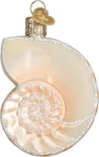Nautilus Shell Blown Glass Christmas Ornament by Old World Christmas--#12150