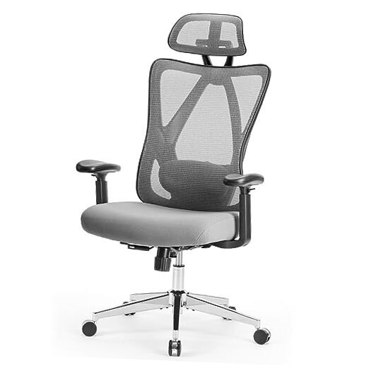 Ergonomic Office Desk Chair, High Back Comfy Swivel Home Dark Grey Modern