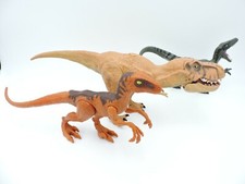 LOT of 3 JURASSIC WORLD dinos Tyrannosaurus Rex VELOCIRAPTOR 12" 6" T-Rex park