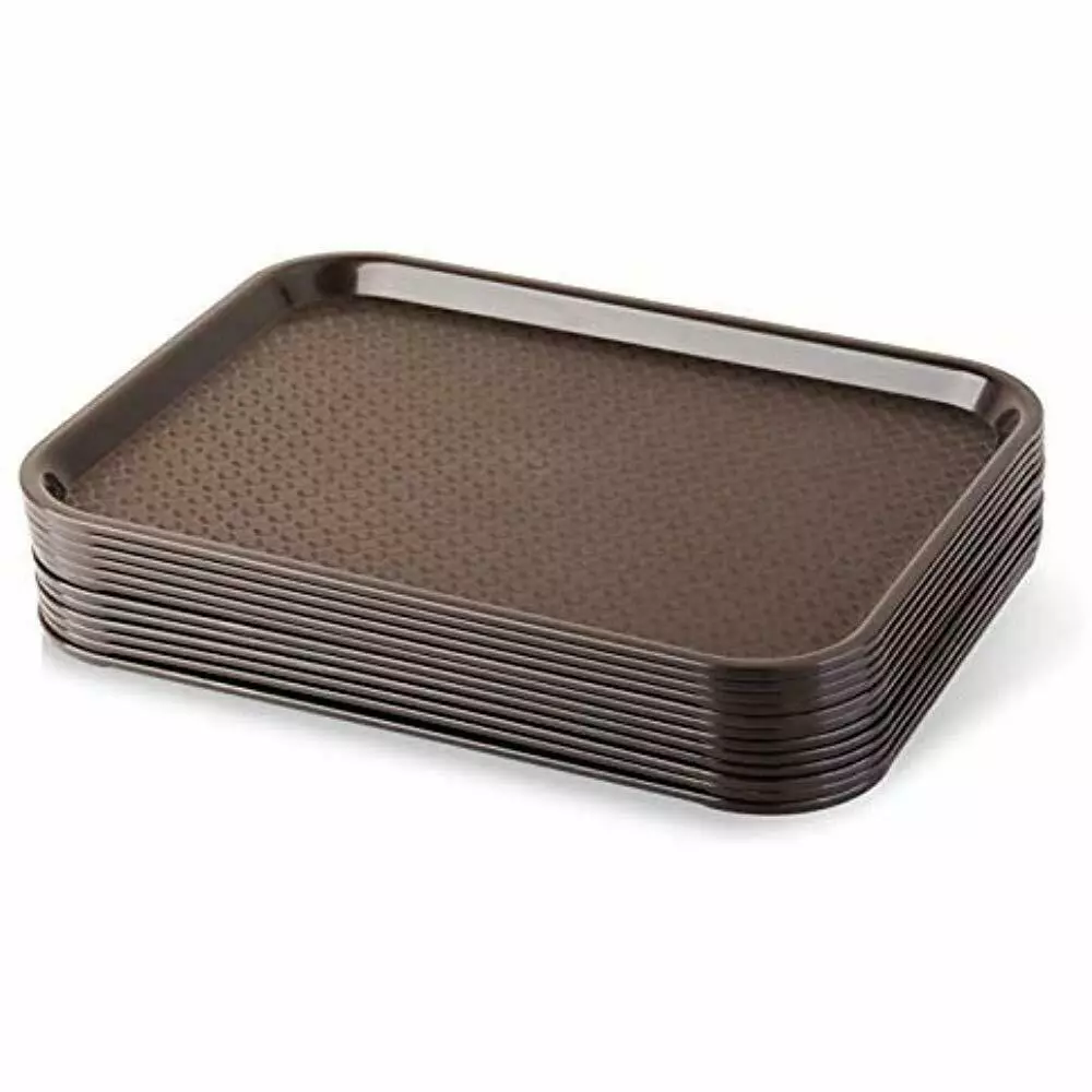 Serving Trays 24395 Brown Plastic Fast Food Tray, 10 By 14-Inch, Set Of 12