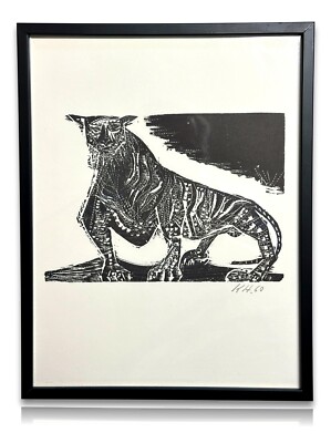 Karl Heinz Hansen-Bahia 1915-1978 - Holzschnitt - 'Leopard' 1960 - signiert