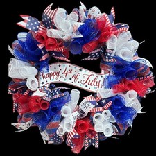 4th of July Front Door Wreath / Americana Patriotic Welcome Wreath