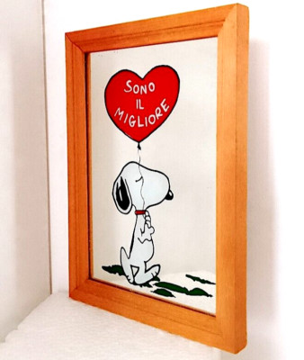 SNOOPY are the best 80s Peanuts Ufs Virca italy mini mirror frame - mirror