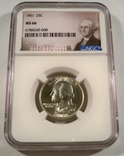 1961 NGC MS66 WASHINGTON QUARTER SILVER 25c MS 66