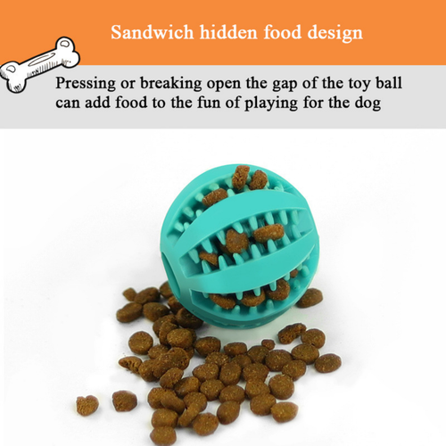 Pet Toy Dog Chew Ball Food T-reat Interactive for Dental Clean Tooth Teething - Picture 2 of 13