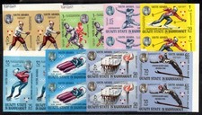 U697 Aden-Qu'aiti 1967 Olympiade Grenoble imperforation pair-set Mi. 123-130 MNH