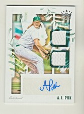 2020 Diamond Kings MATERIAL SIGNATURES AUTOGRAPH DUAL RELIC AJ PUK RC Rookie A's