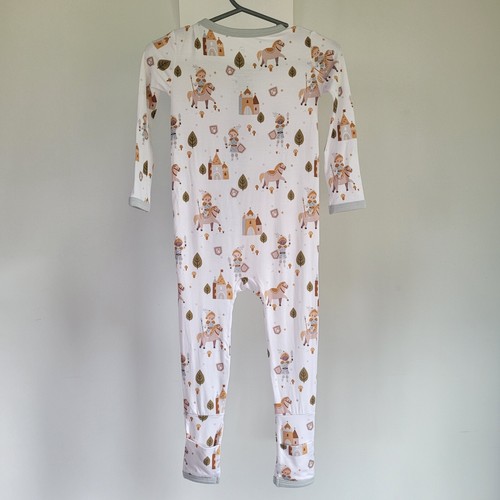 Bamboo One Piece Pjs Pajamas Baby 6-12m Neutrals Fairytale Knights NEW w Tags - Picture 2 of 8