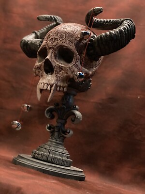 Krampus Wall hanging skull Carved Zane Wylie - A Real Human Skull