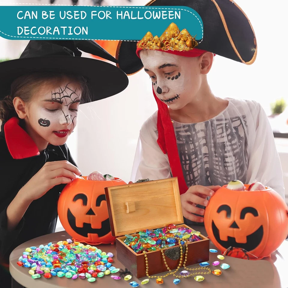 Jarrón grande de acrílico con gemas falsas 100 piezas joyas del tesoro pirata diamantes brillantes Foto 4 de 4