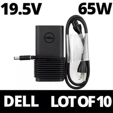 Lot 10 65W Genuine Dell Slim Style AC Adapter Laptop Charger 19.5V 7.4mm & Cords