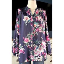 Johnny Was Blaire Silk Buttondown Blouse Shirt Top S RUNS LARGE