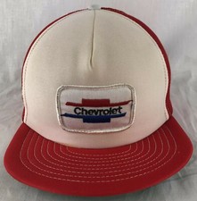 Chevrolet Patch SnapBack Mesh Trucker Hat Cap Red White Cap Auto Med/LG Vintage