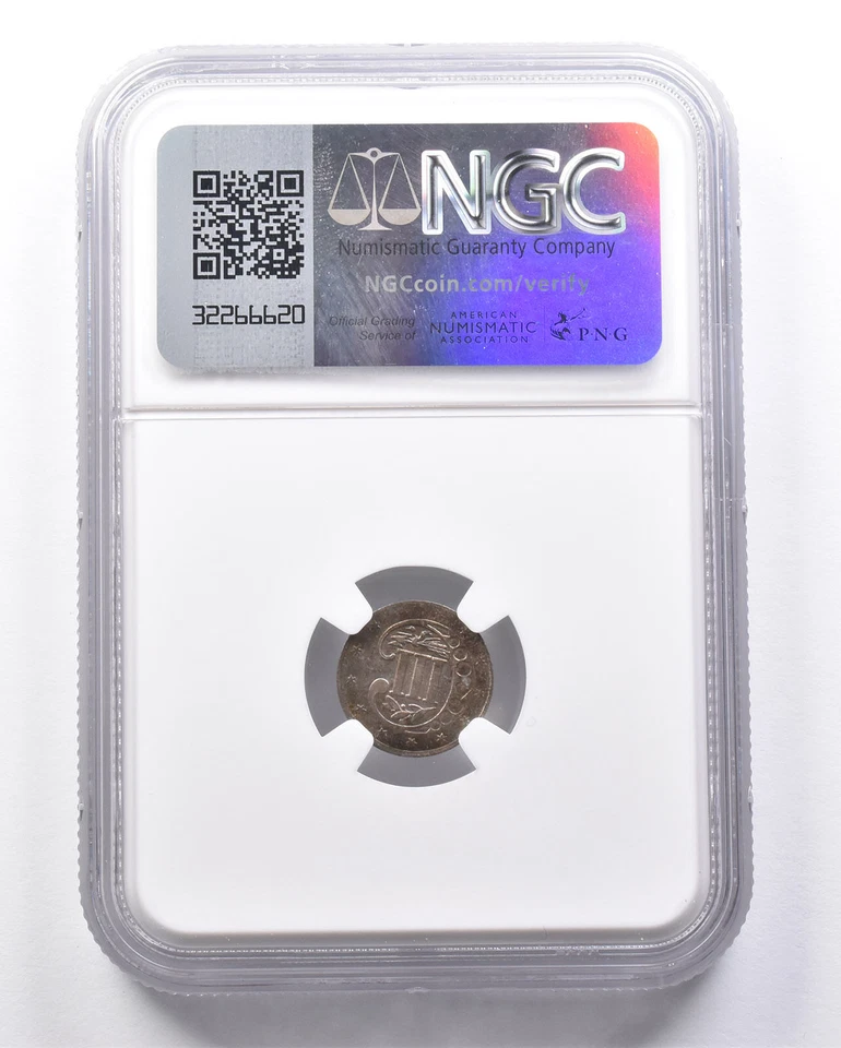 1858 Silver Three Cent Piece Trime MS64 NGC *6548 - Image 2 of 3