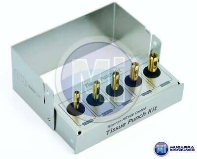 5pcs Dental Implant Gold Tissue Punch Kit Rotary Drills Steel Bur Holder Surgery