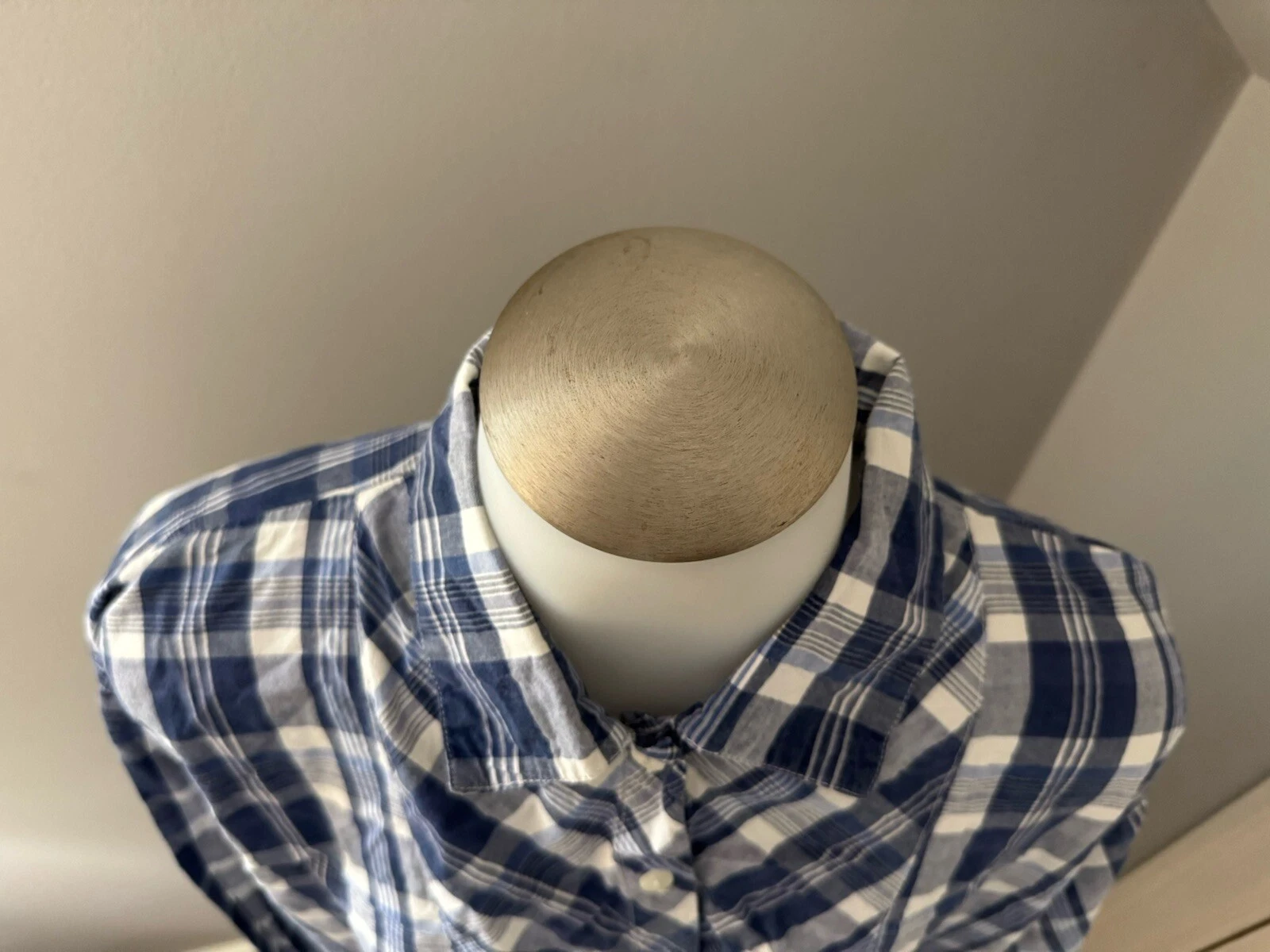 UNDERCOVER Camicia da notte donna Victoria’s Secret vintage etichetta oro blu a quadri camicia abito L