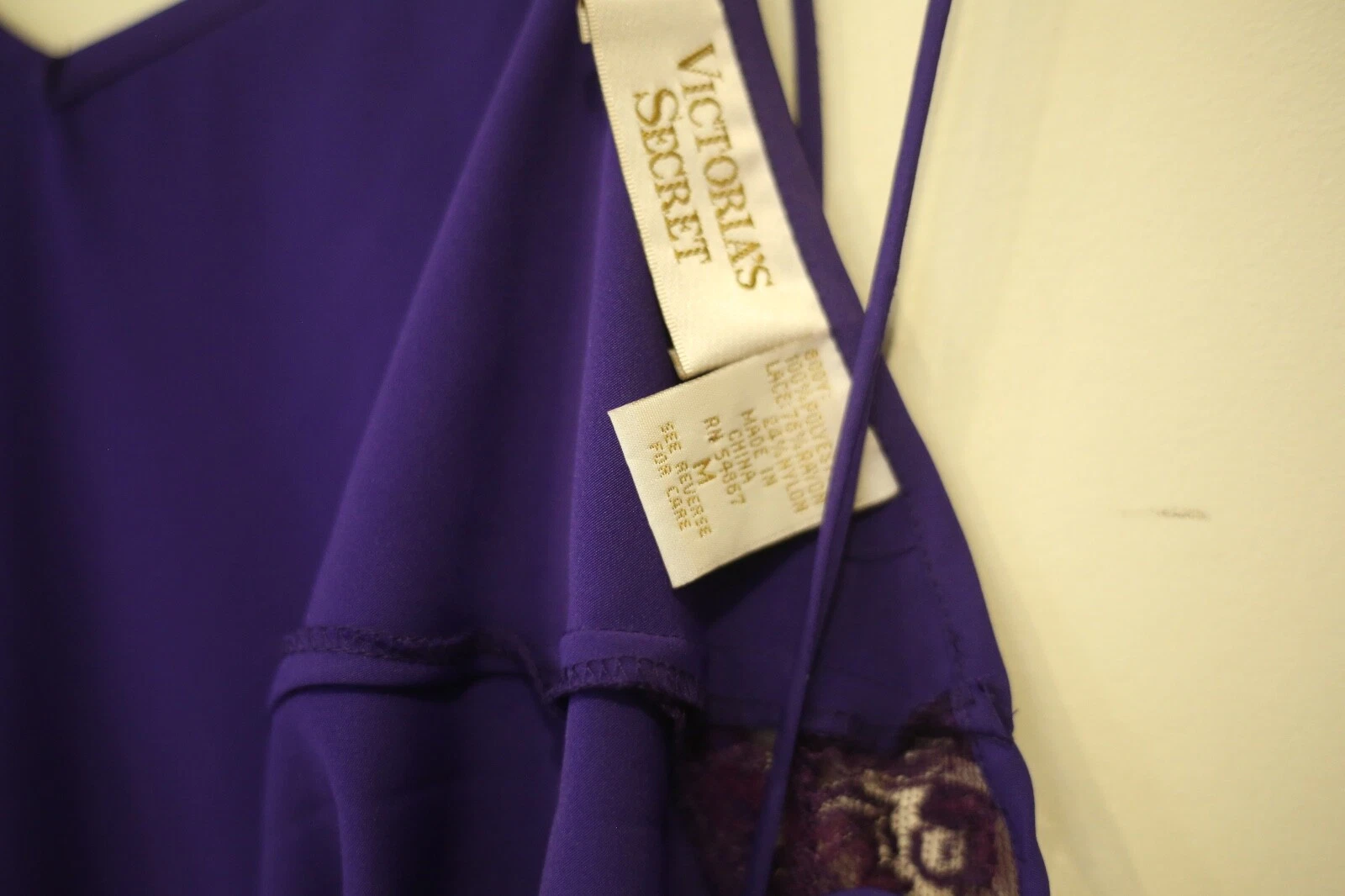 UNDERCOVER Mini Abito Slip Vintage Victoria's Secret G Label Donna Taglia M Viola Pizzo