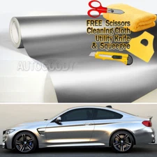 360"x60" Satin Matte Chrome Metallic Silver Vinyl Film Wrap Bubble Free 30ftx5ft