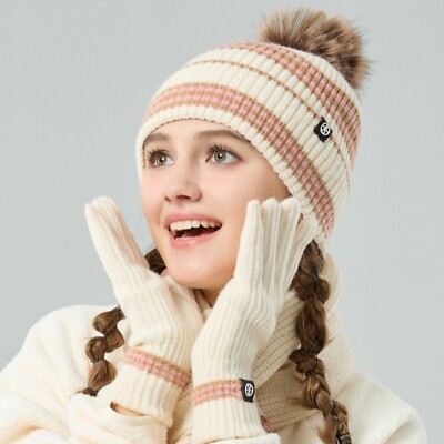Winter Knit Beanie Hats Gloves Scarf Sets for Women Womens Luxury Cashmere Beanie, Glove & Scarf Gift Set  main image 2