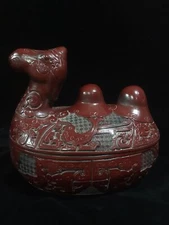 Chinese Vintage Lacquerware Exquisite Camel Statue Box Collection Storage Box