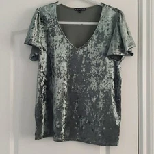 Gibson Crushed Velvet Flutter Sleeve Top Size M Fairycore Cottagecore Holiday