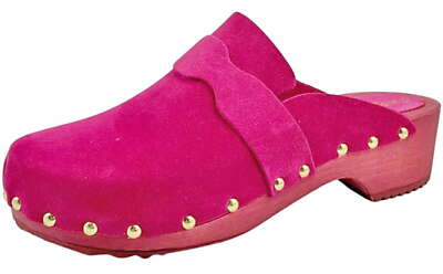 Cafe Noir Clogs HI6010 V004 Pink Nubukleder Sandale Hausschuh Blockabsatz