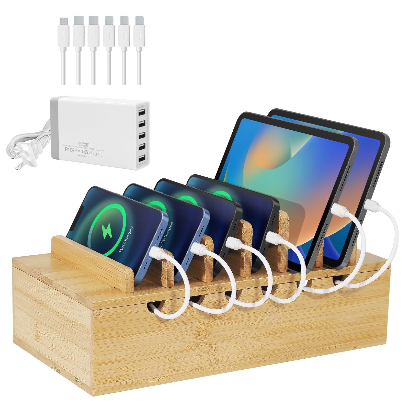 Upgraded Bamboo Charging Station Holds Multiple Devices for Neat Desks-image