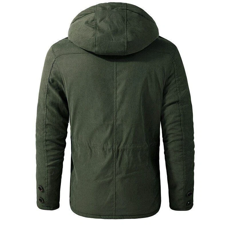 Men's Warm Winter Parka Fleece Coat Thick Padded Hooded Outdoor Casual Jacket - Image 4 of 4