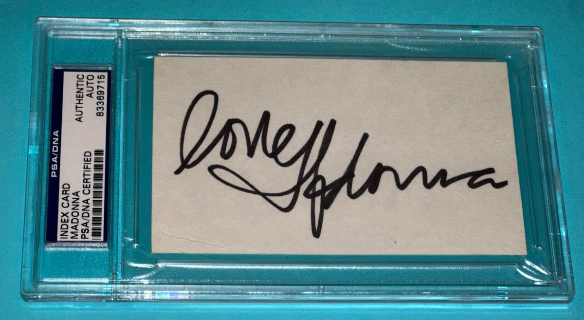 MADONNA Signed INDEX CARD PSA Authenticated & Encapsulated w MADONNA Signed INDEX CARD PSA Authenticated & Encapsulated w