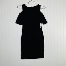 NWT Eliza J Black Cold Shoulder Flutter Sleeve Dress Petite 2