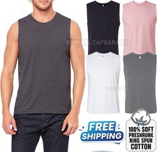 Mens Muscle Tank PRESHRUNK Soft Ringspun Cotton Sleeveless T-Shirt XS-2XL NEW 