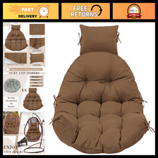 Waterproof Brown Egg Chair Cushion & Pillow Replacement 48"x32" for Outdoor Swin