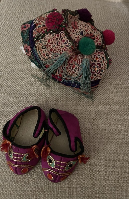 Vintage Miao Chinese Child’s Hat & Asian Juttis / Khussas Shoes