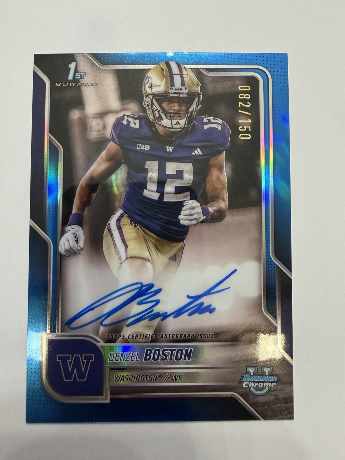 🔥2025 Bowman Chrome U 1st Bowman DENZEL BOSTON True Blue Auto #d /150 SP
